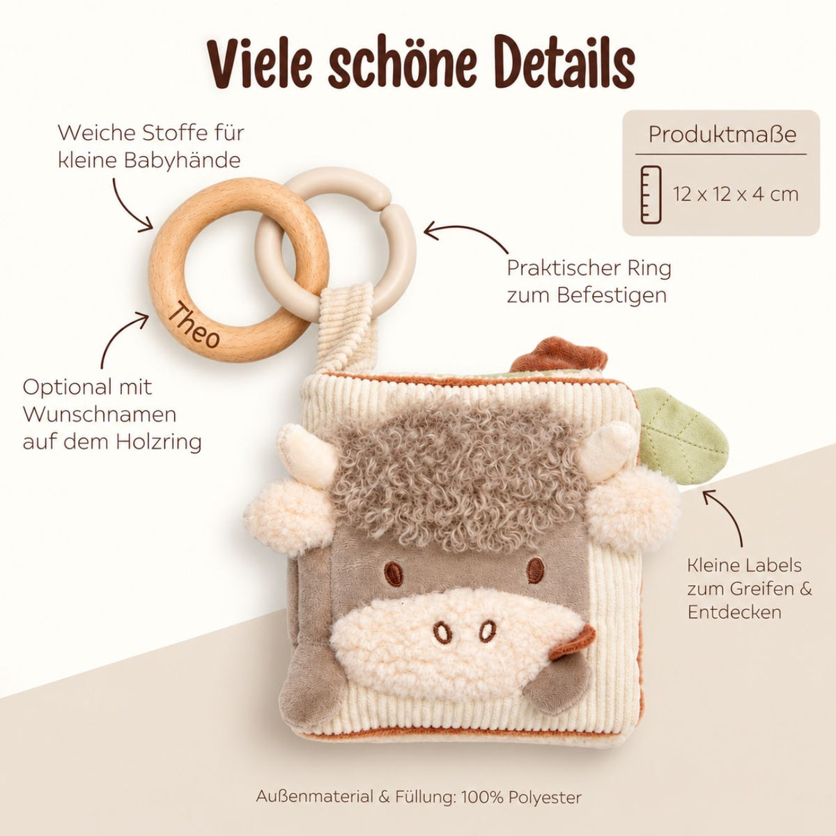 JOLLEIN Stoffbuch personalisiert - Bauernhof Tiere