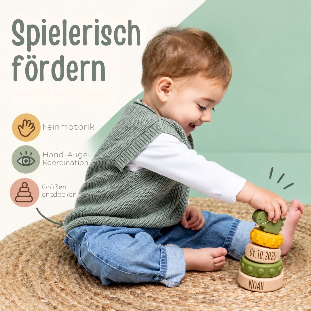 TRIXIE Silikon-Holz Stapelturm personalisiert