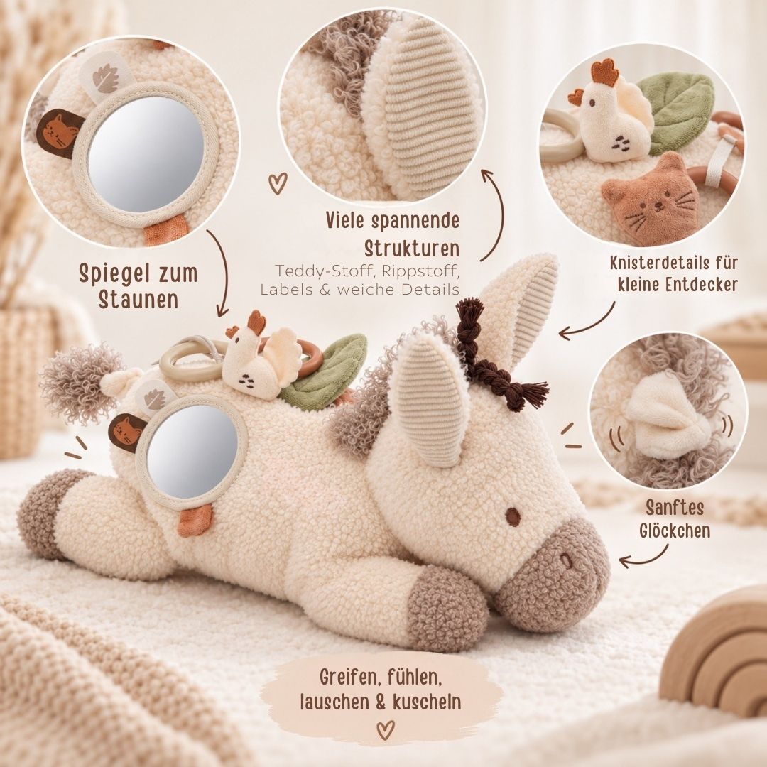 JOLLEIN Aktivitäten-Kuscheltier personalisiert - Esel