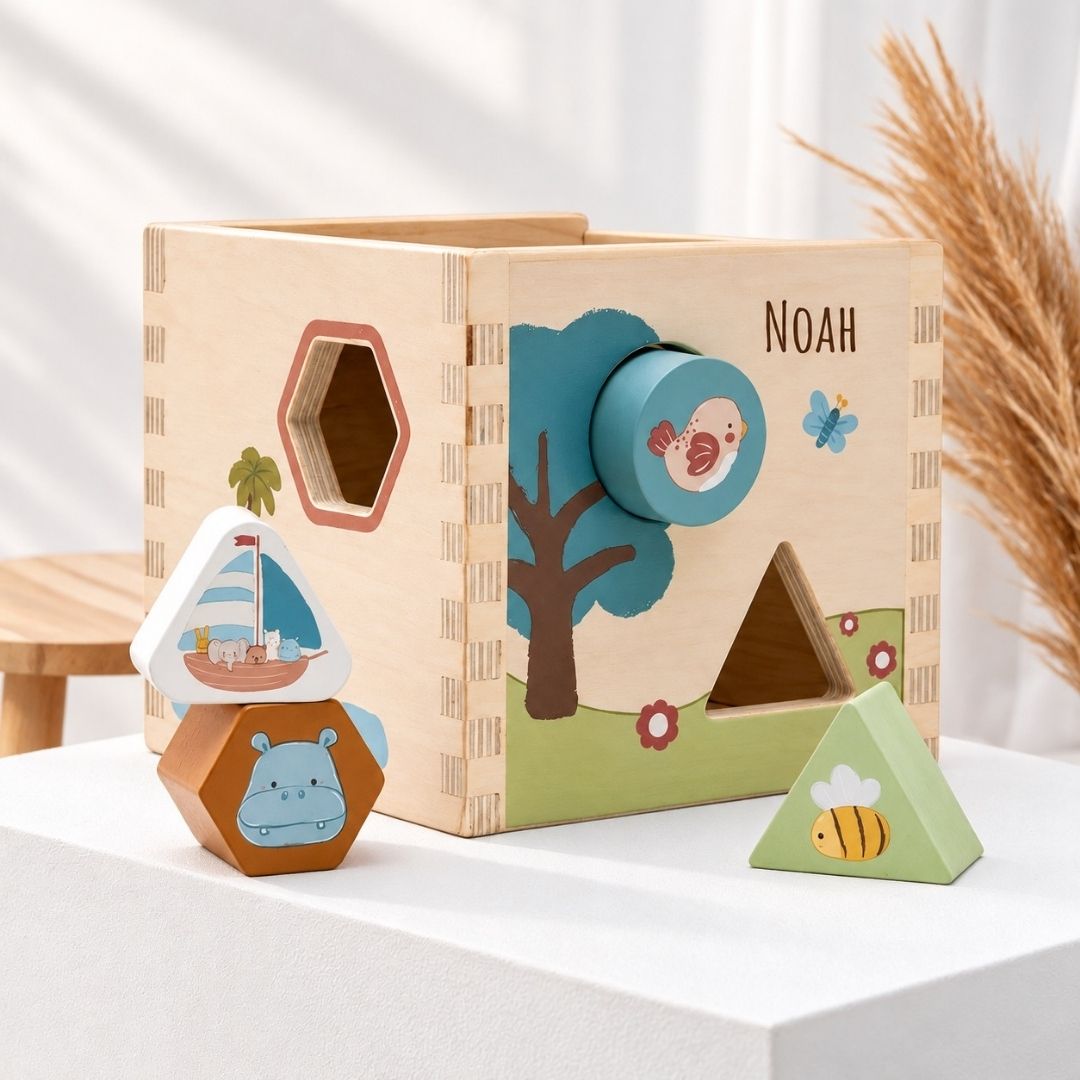 JOLLEIN Formen-Steckspiel aus Holz personalisiert - Tiere Jollies