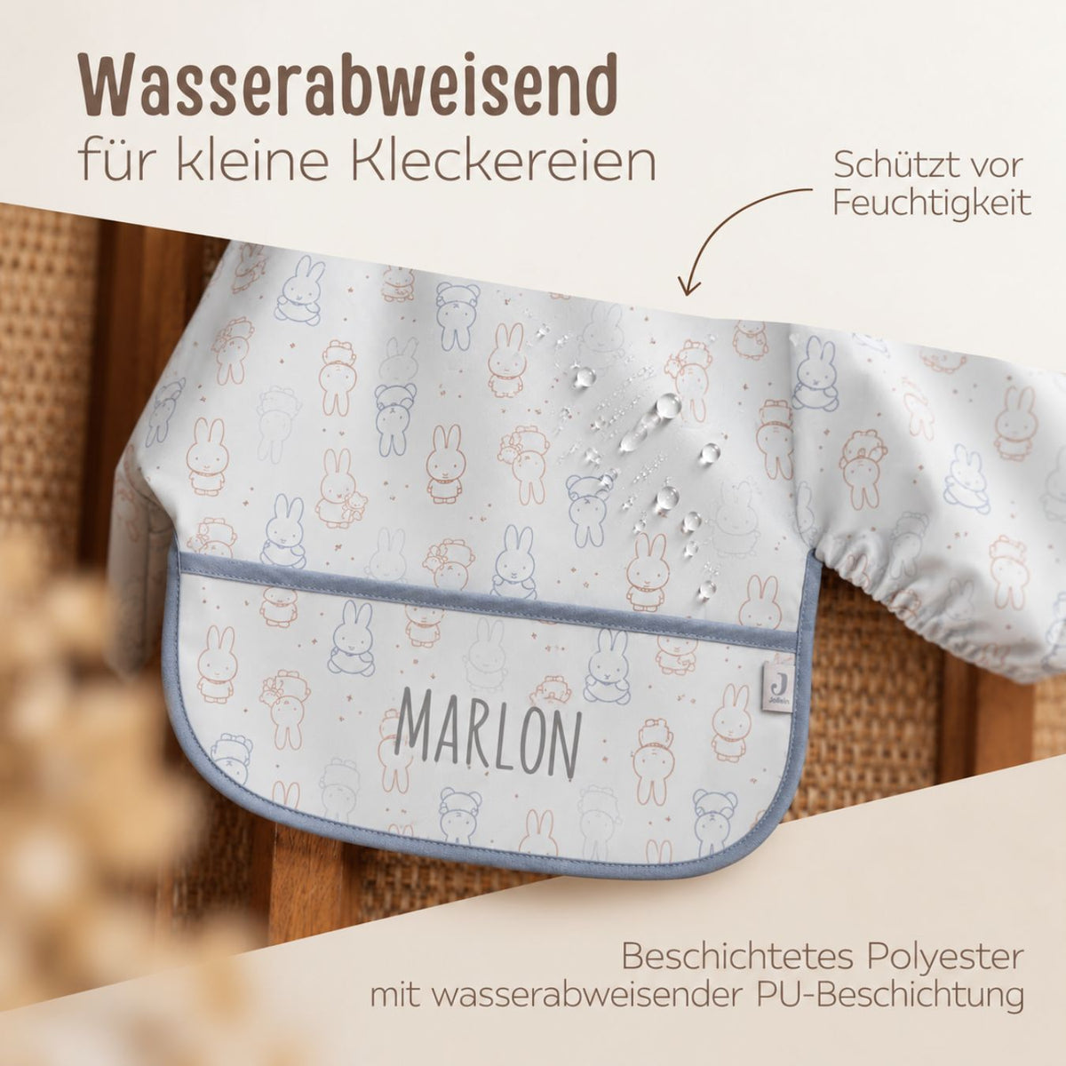 JOLLEIN Lätzchen mit Ärmeln personalisiert - Miffy