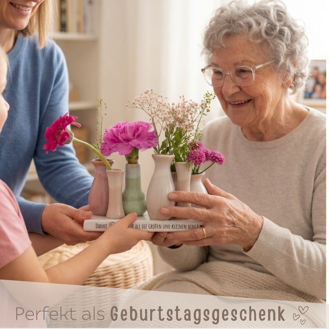 7 Väschen auf Tablett - Danke, für all die kleinen und großen Dinge - wunderwunsch