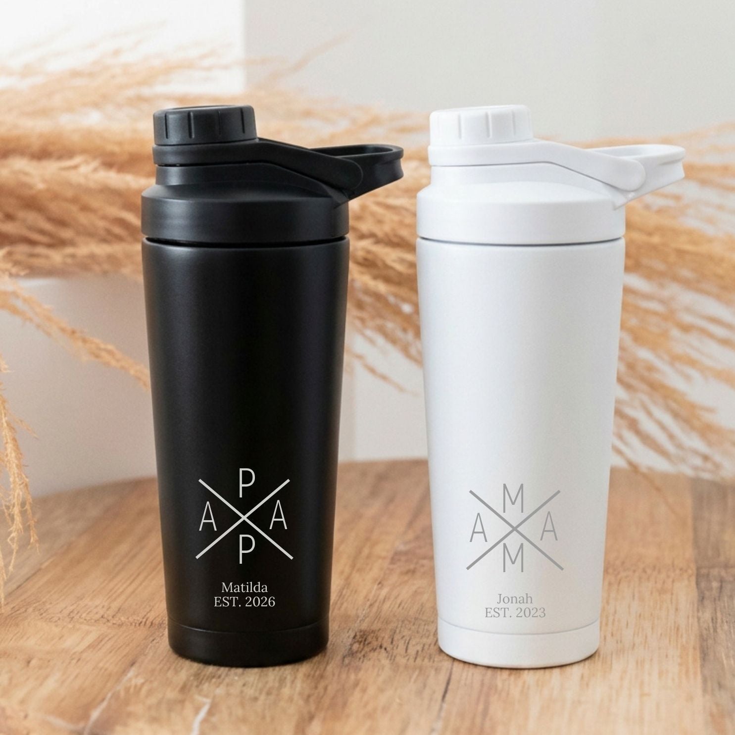 Edelstahl Shaker 700ml personalisiert - Mama/Papa
