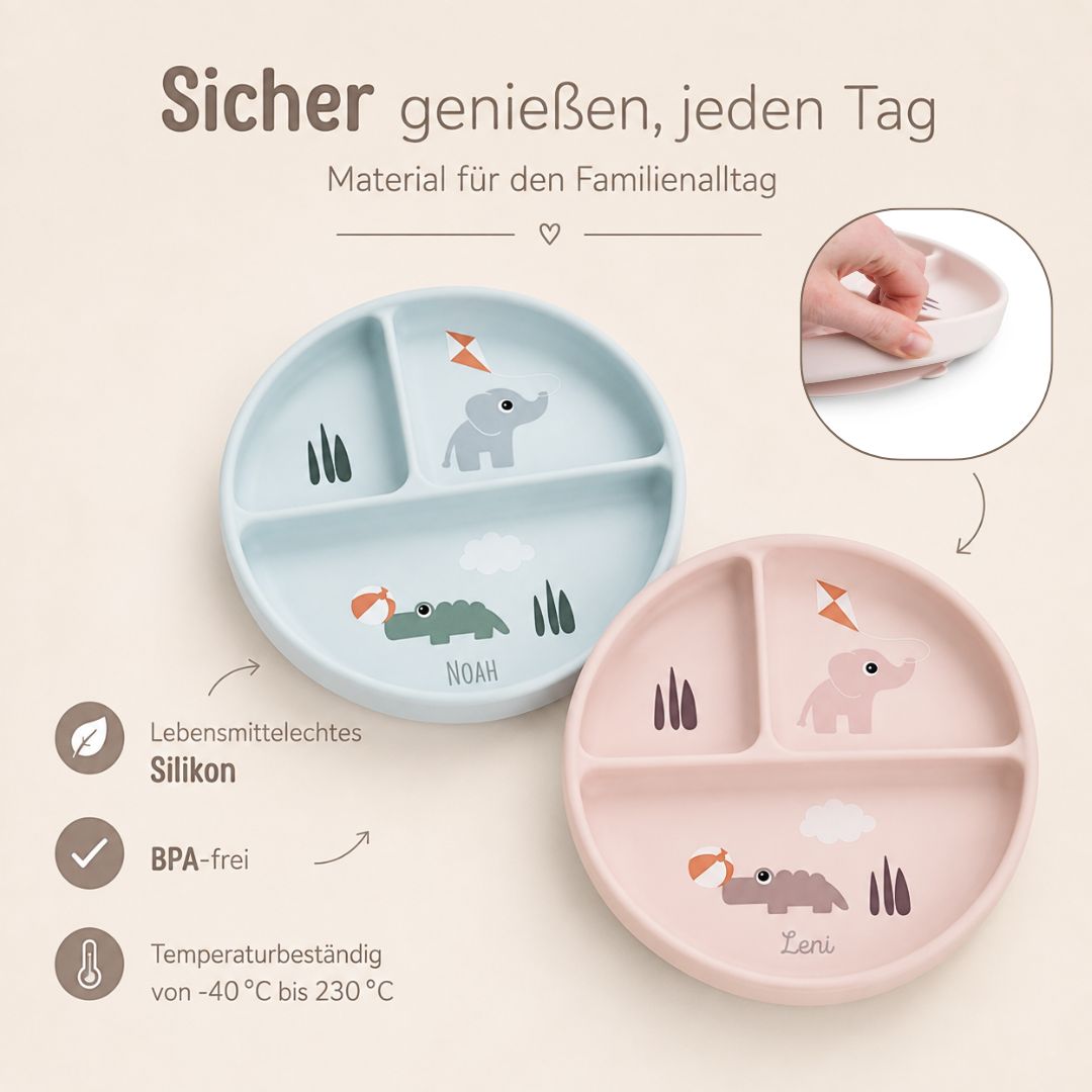 DONEBYDEER Saugnapfteller aus Silikon personalisiert