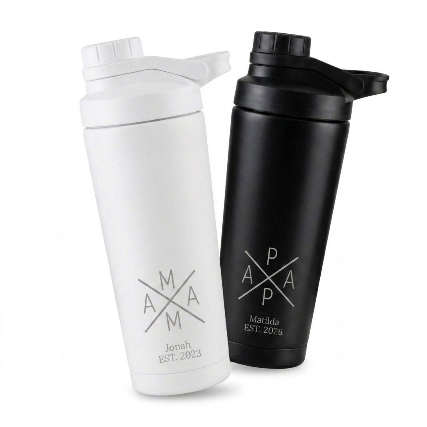 Edelstahl Shaker 700ml personalisiert - Mama/Papa