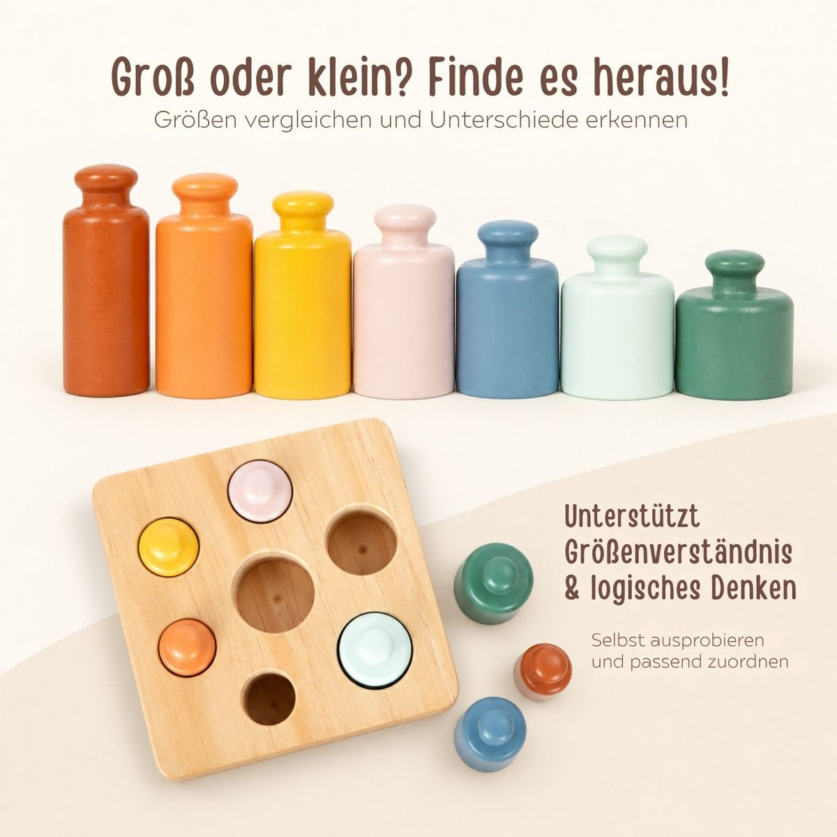 SMALL FOOT Montessori Steckpiel mit Zylindern personalisiert