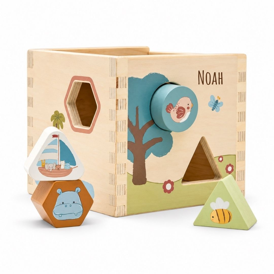 JOLLEIN Formen-Steckspiel aus Holz personalisiert - Tiere Jollies