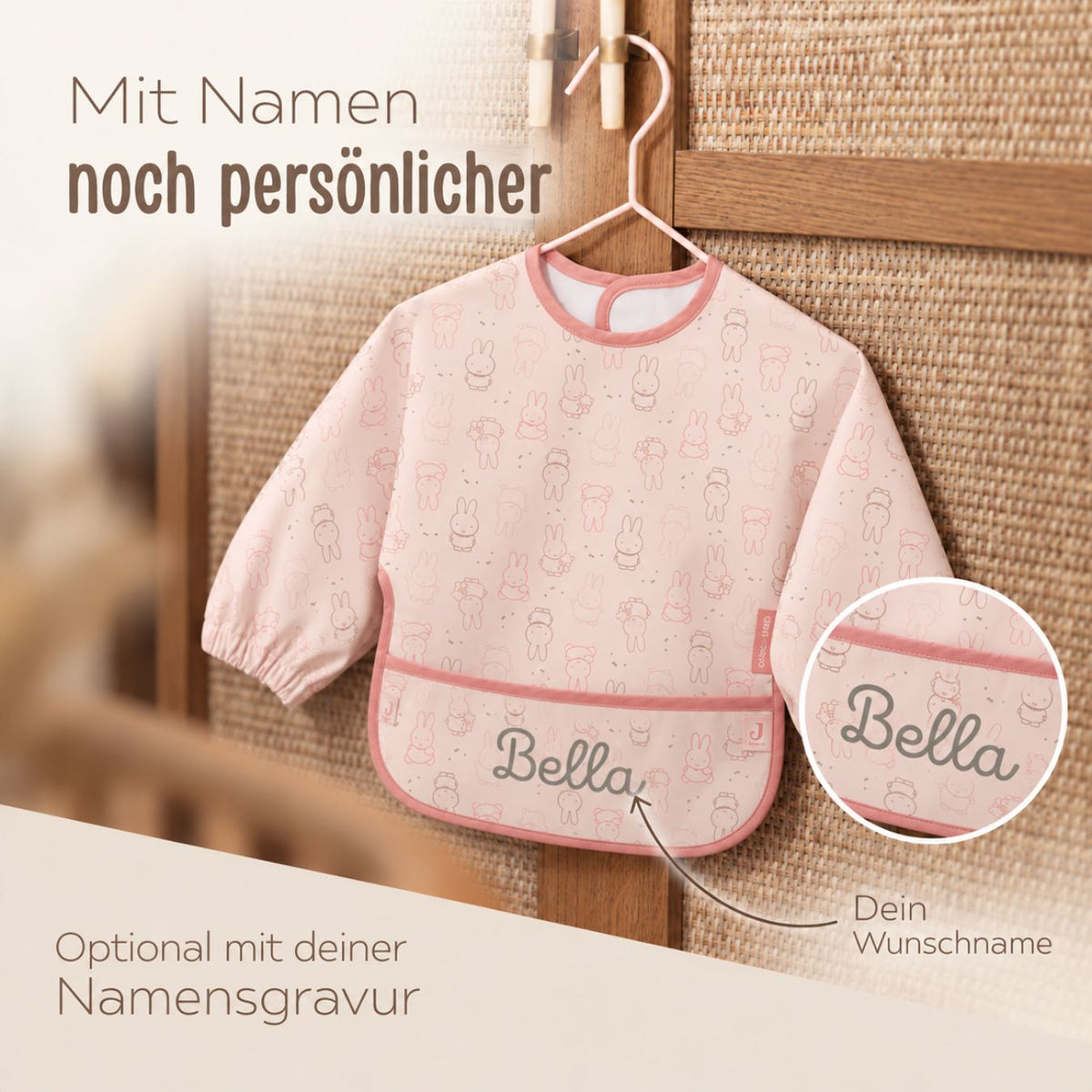 JOLLEIN Lätzchen mit Ärmeln personalisiert - Miffy