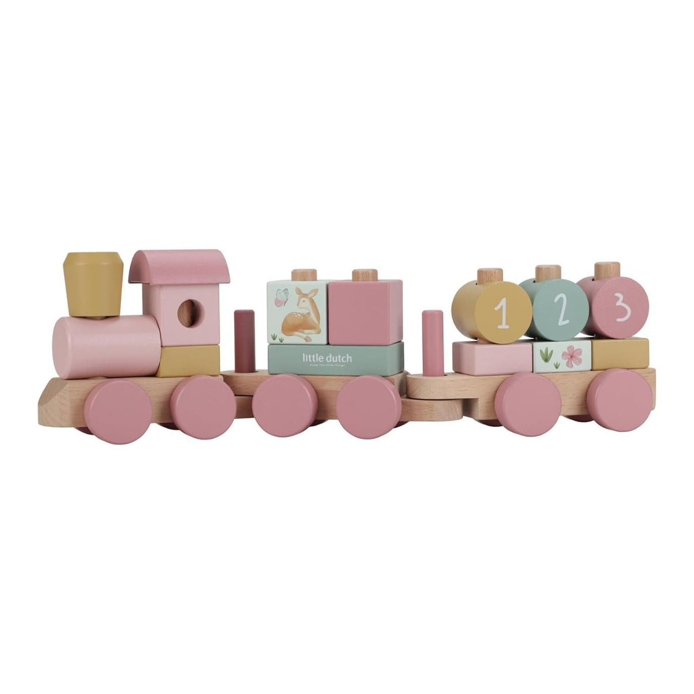 LITTLE DUTCH Holz Eisenbahn mit Steck-Formen - Fairy Garden rosa