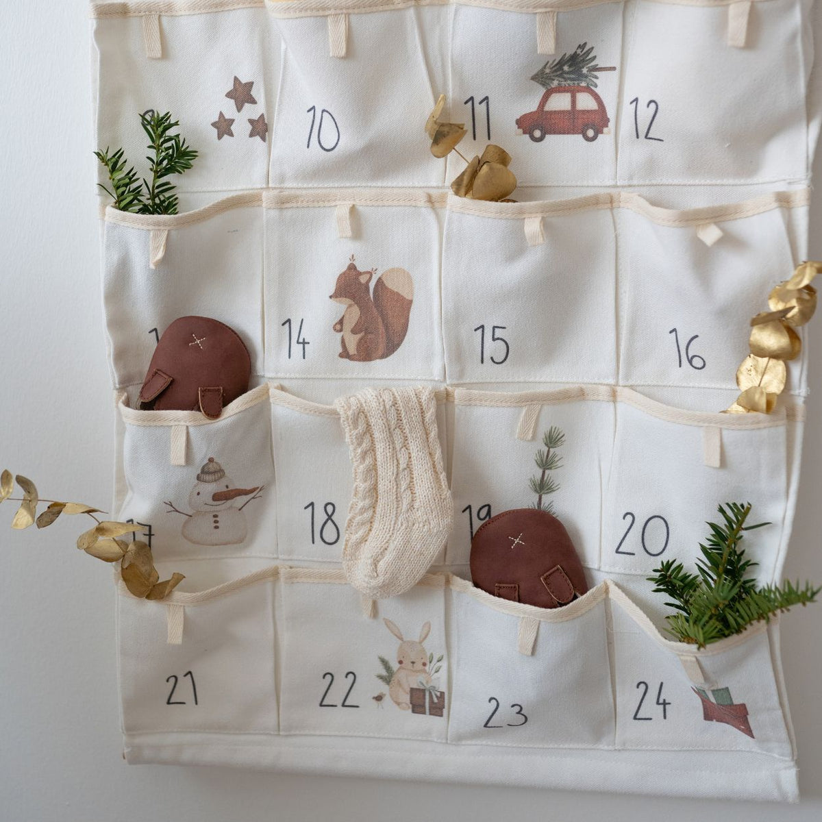 Stoff Adventskalender Haus personalisiert - Neutral