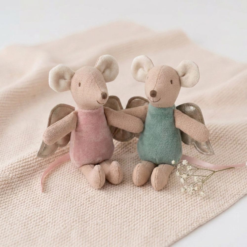 Mini Stoff-Maus mit Engelsflügeln
