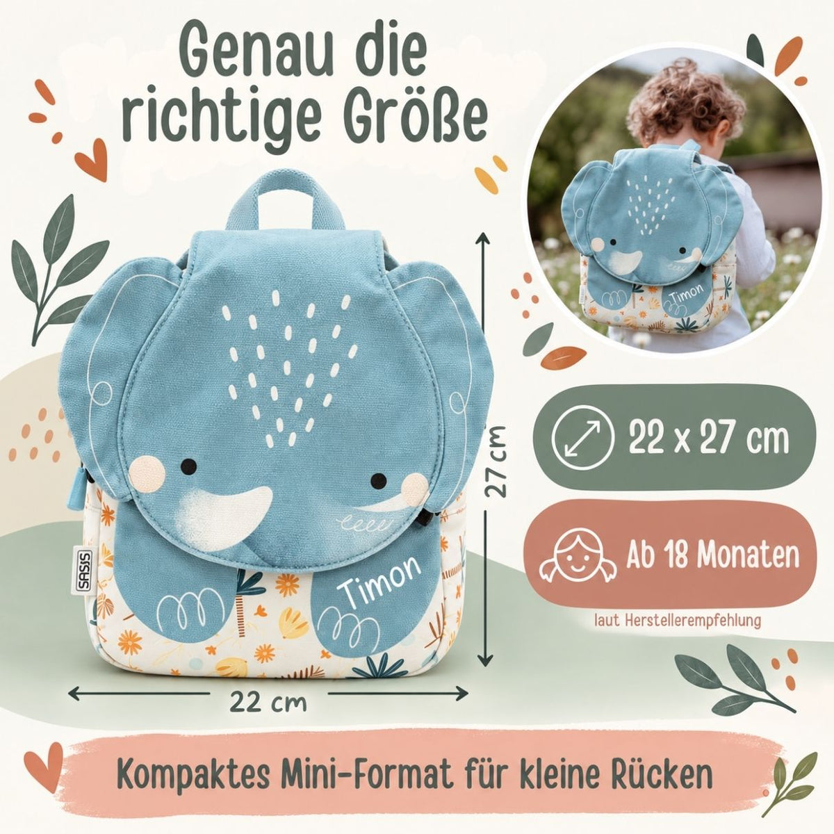 SASSI A5 Mini Rucksack personalisiert