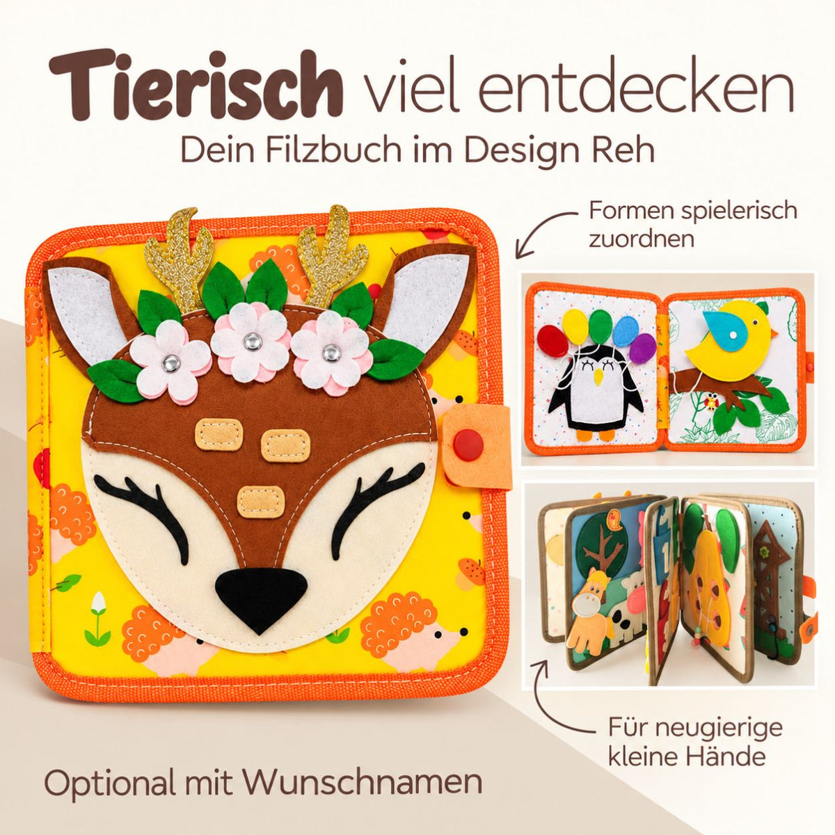 Montessori Beschäftigungsbuch aus Filz personalisiert
