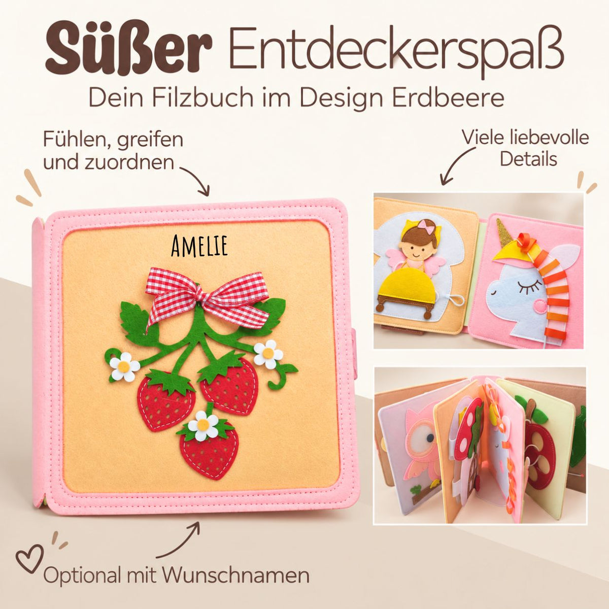 Montessori Beschäftigungsbuch aus Filz personalisiert