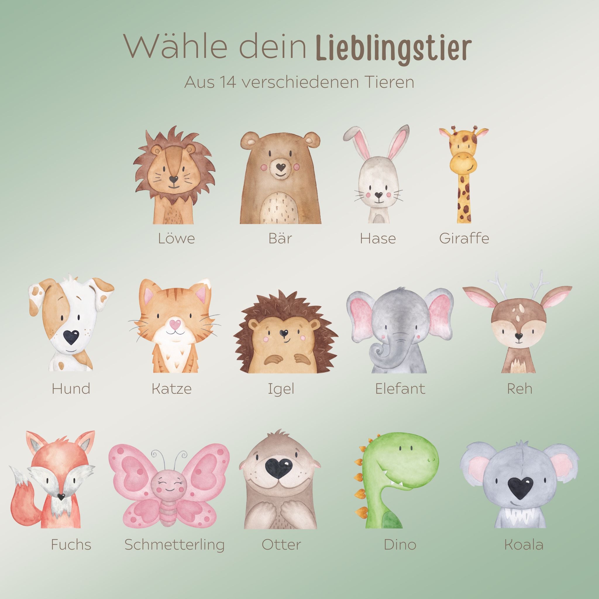 Brotdose Edelstahl personalisiert - Tier links Aquarell