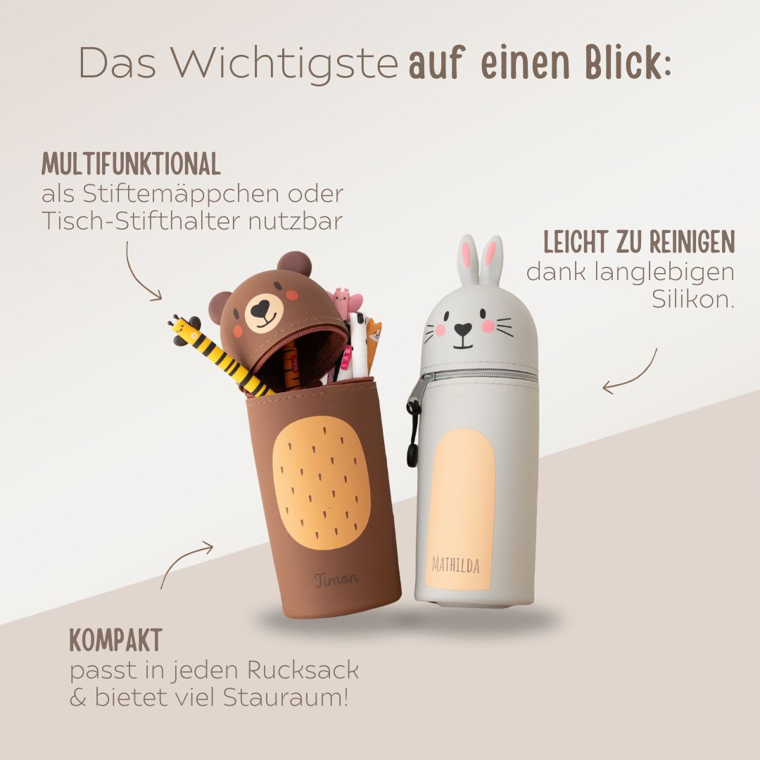Stiftemäppchen Bär oder Hase personalisierbar