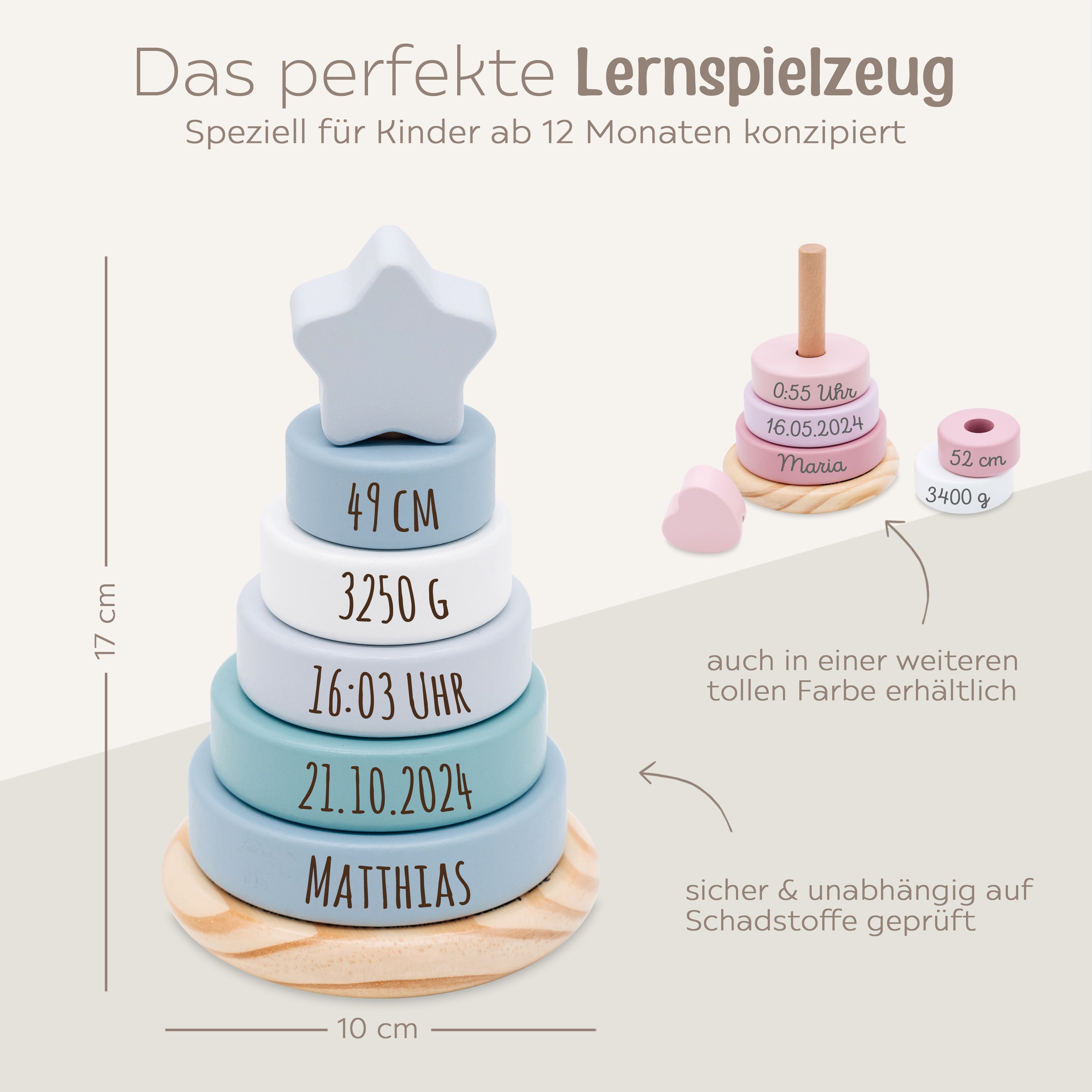 Small foot Stapelturm Holz personalisiert