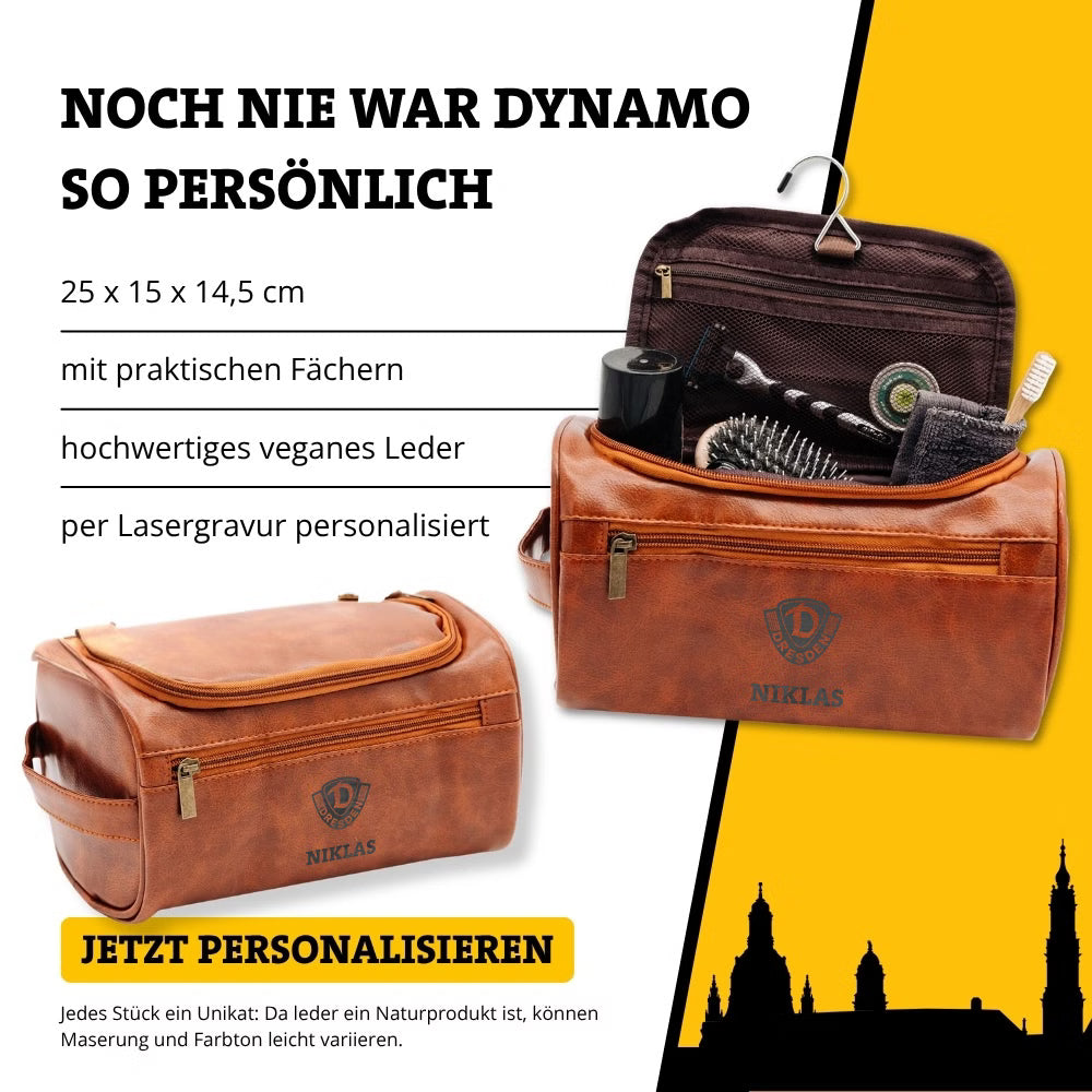 DYNAMO Kulturbeutel Leder Wappen personalisiert