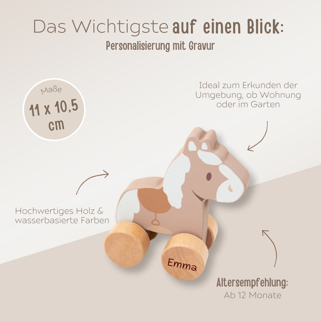 JOLLEIN Holzpferd auf Rädern personalisiert