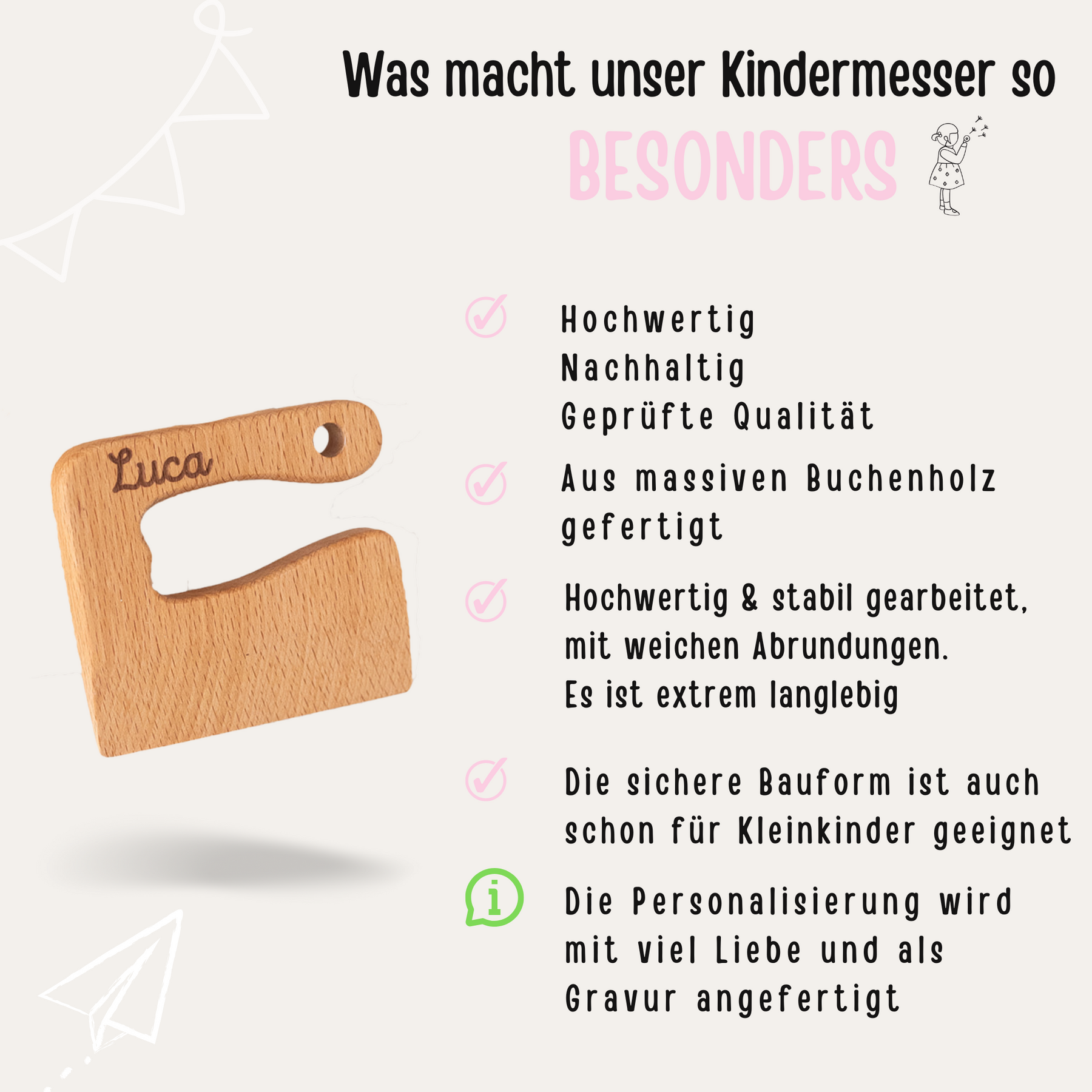 Montessori sicheres Kindermesser personalisiert