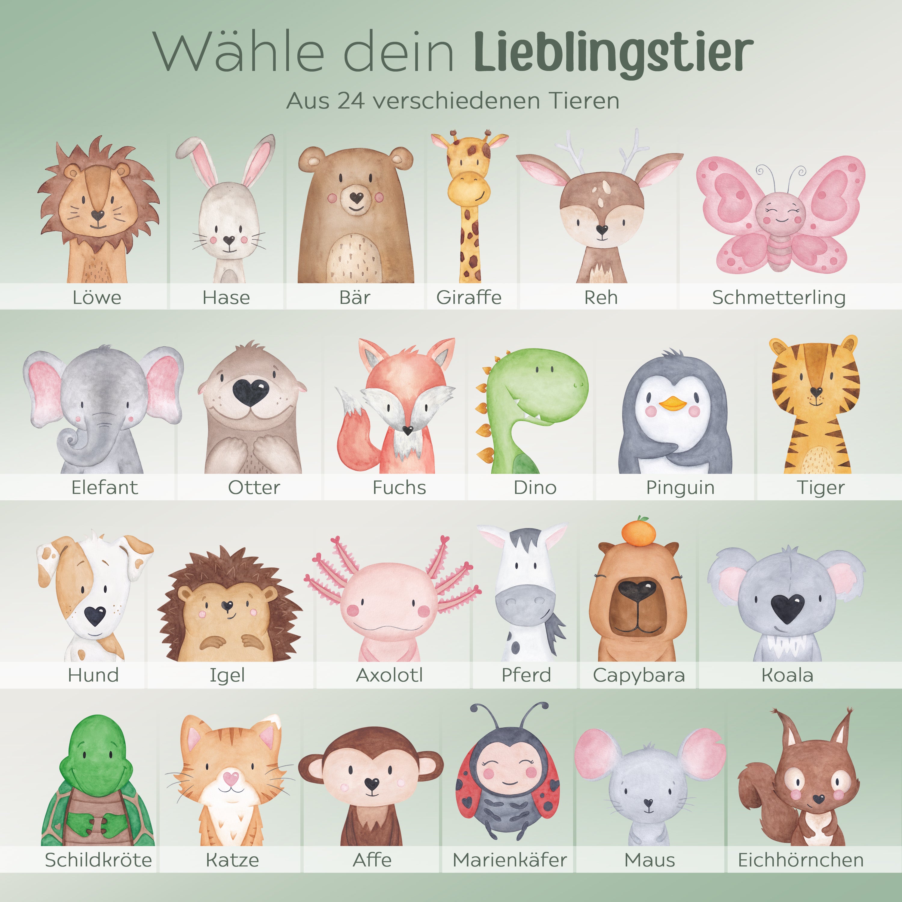 Kita-/ Schul-Start Bundle - Brotdose + Kinder Trinkflasche weiß personalisiert - Tier Aquarell