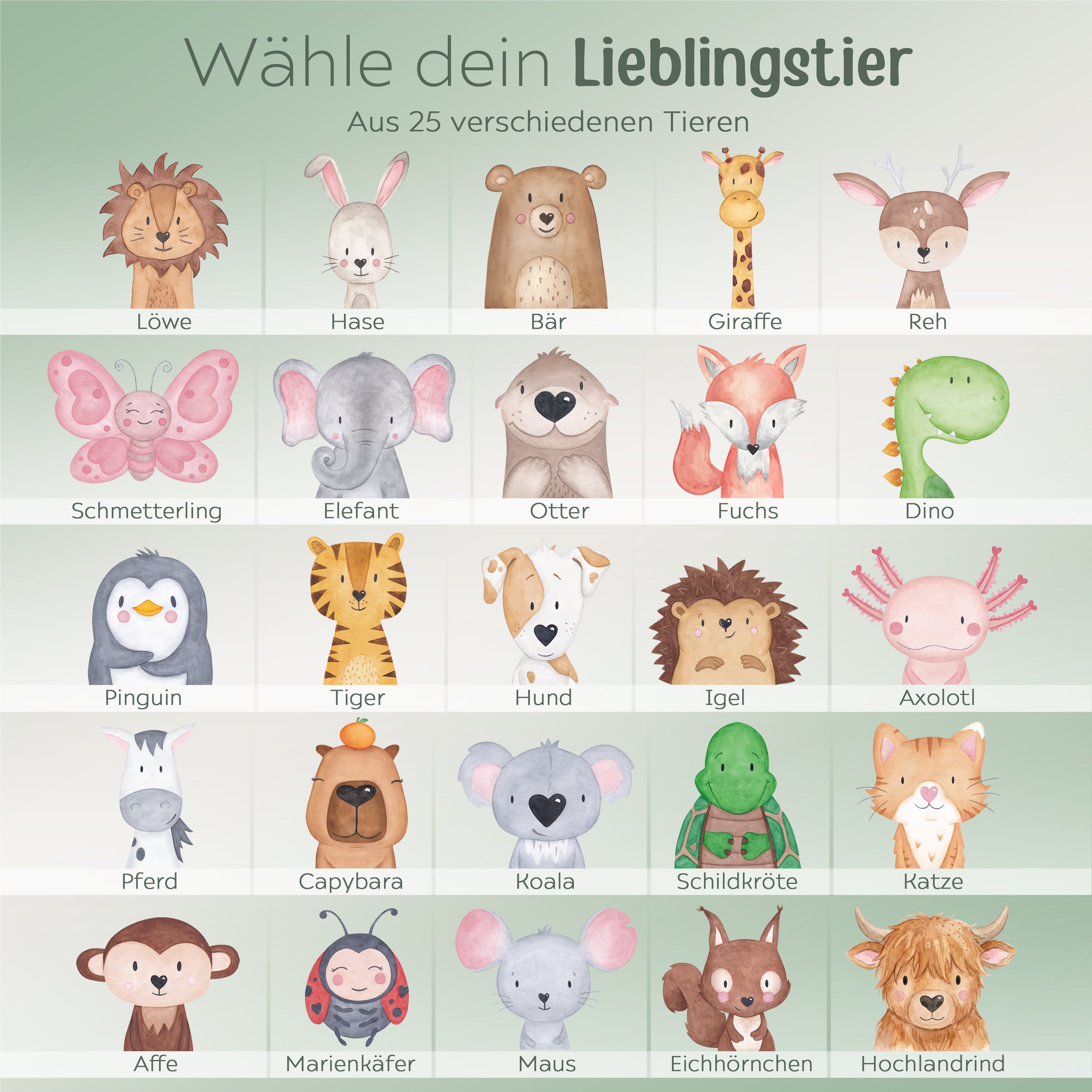 Brotdose Edelstahl personalisiert - Tier links Aquarell