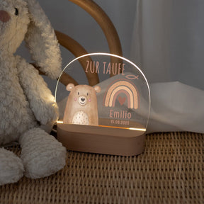 LED Nachtlicht Kinder personalisiert - Taufe Tier Aquarell