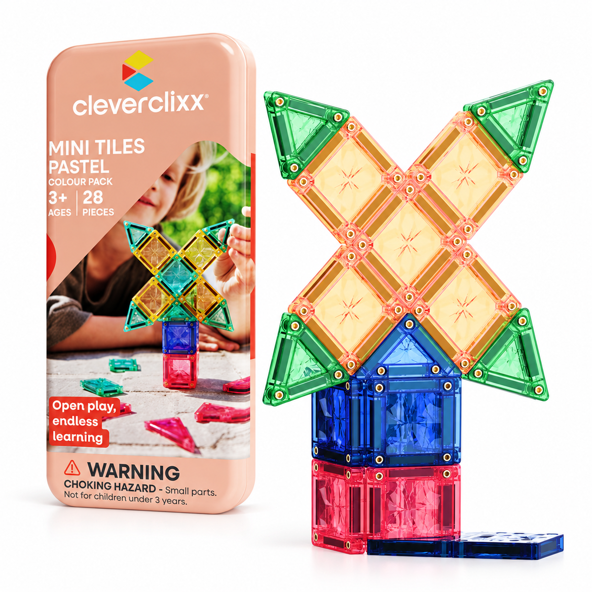 CLEVERCLIXX Mini Tiles Pack - Pastellfarben, 28 Teile