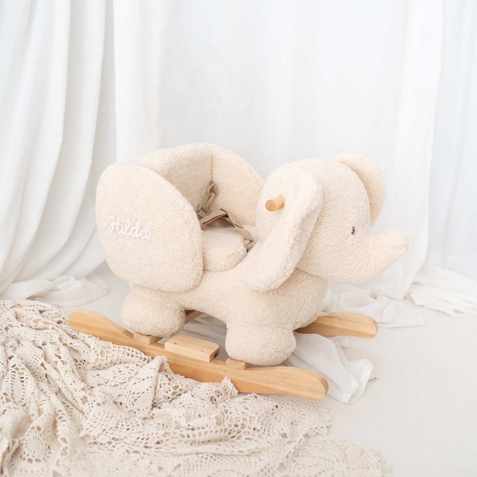 Schaukeltier personalisiert - Boucle Elefant oder Nashorn