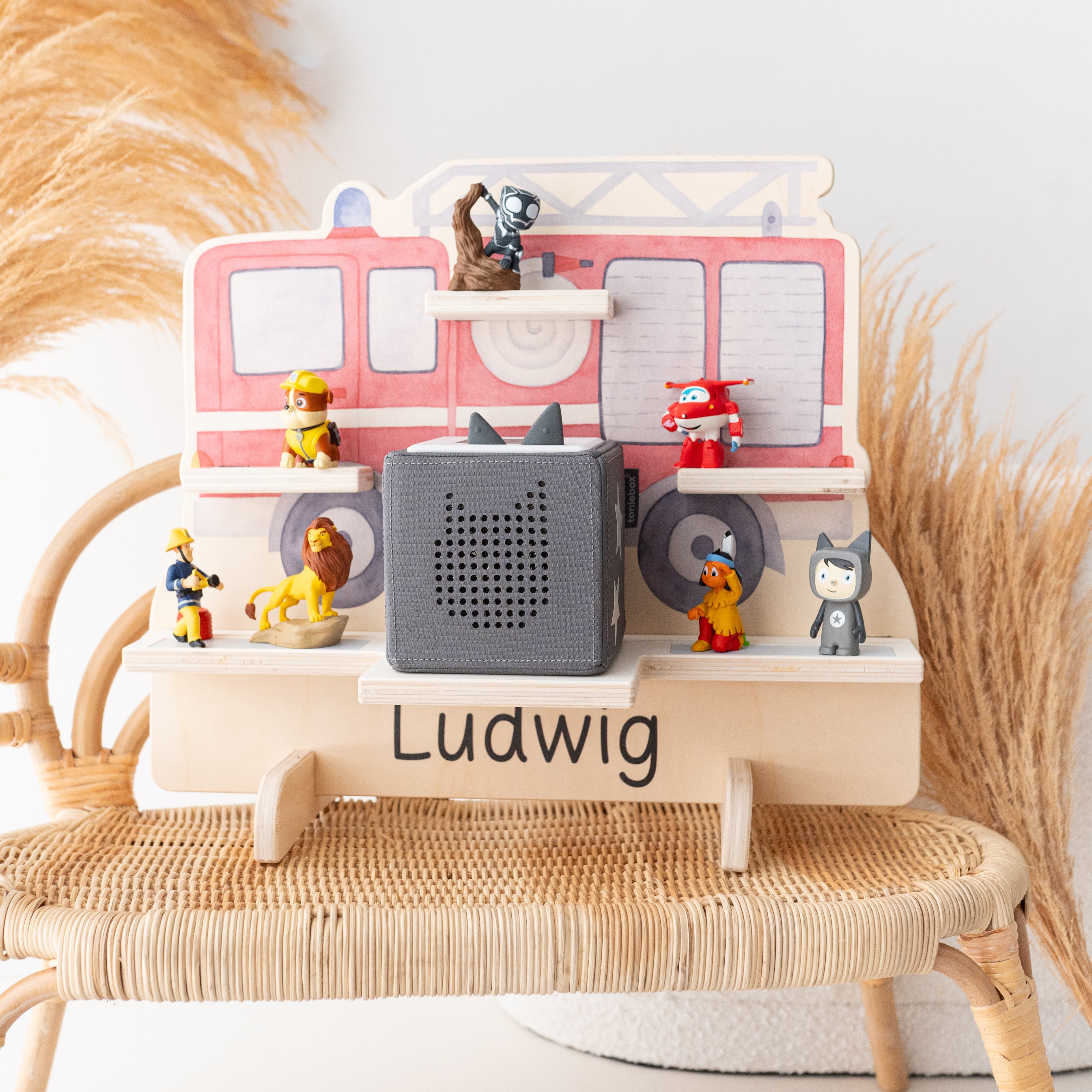 Toniebox Regal Holz - Fahrzeuge Aquarell