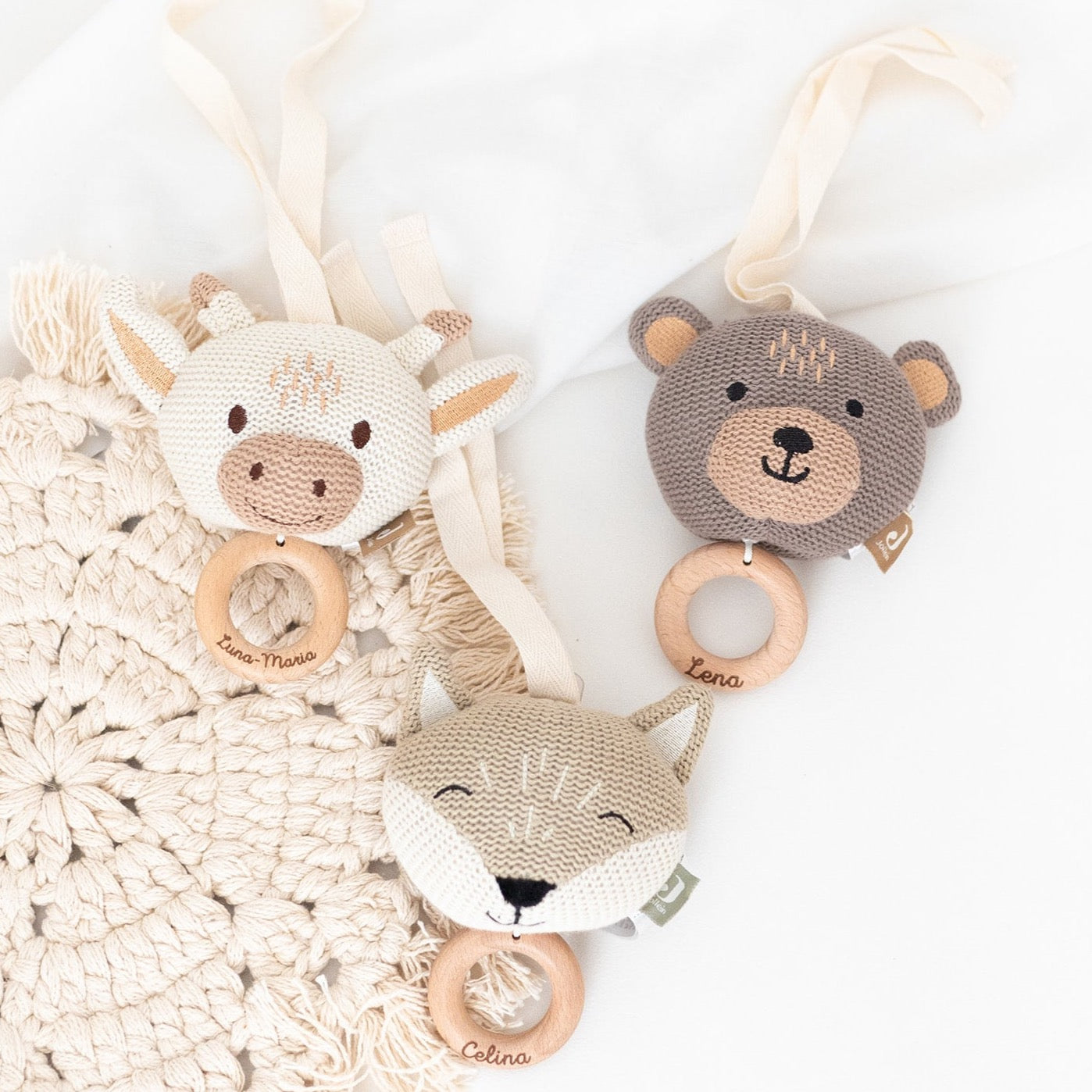 Spieluhr für Babys personalisiert - Bär, Giraffe, Fuchs