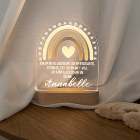 LED Nachtlicht Kinder personalisiert - Regenbogen grün Affirmationen