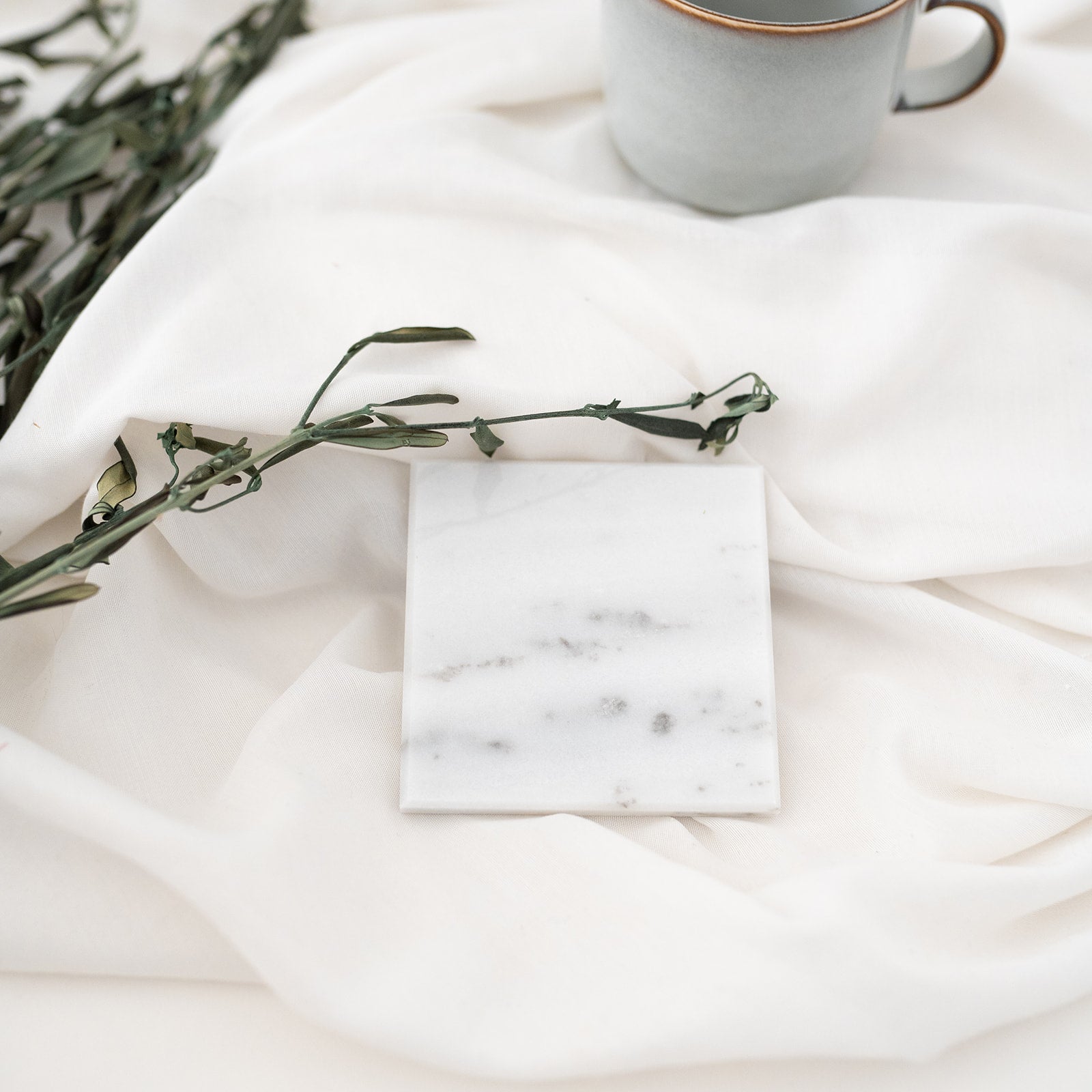 B-WARE Marmor Fliese Untersetzer weiß