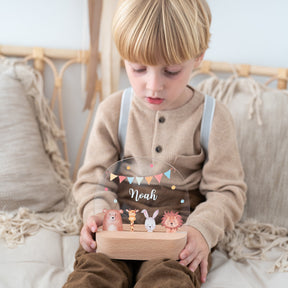 LED Nachtlicht Kinder personalisiert - Tiere unten Girlande Aquarell