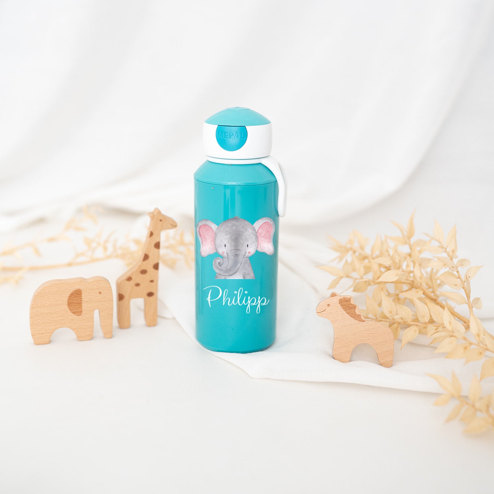 Mepal Kinder Trinkflasche personalisiert - Tier Aquarell