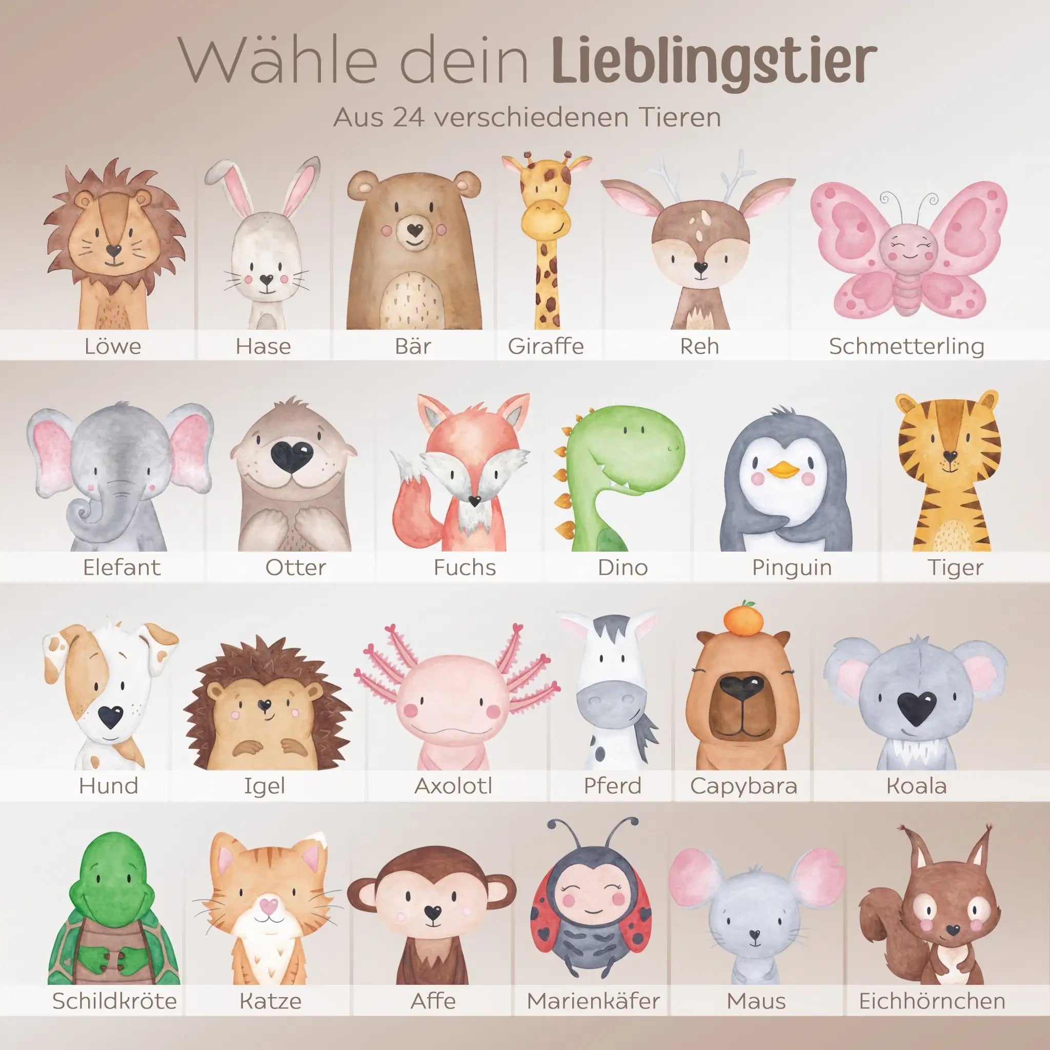 Emaille Kindertasse personalisiert - Tier Aquarell Tasse -  wunderwunsch