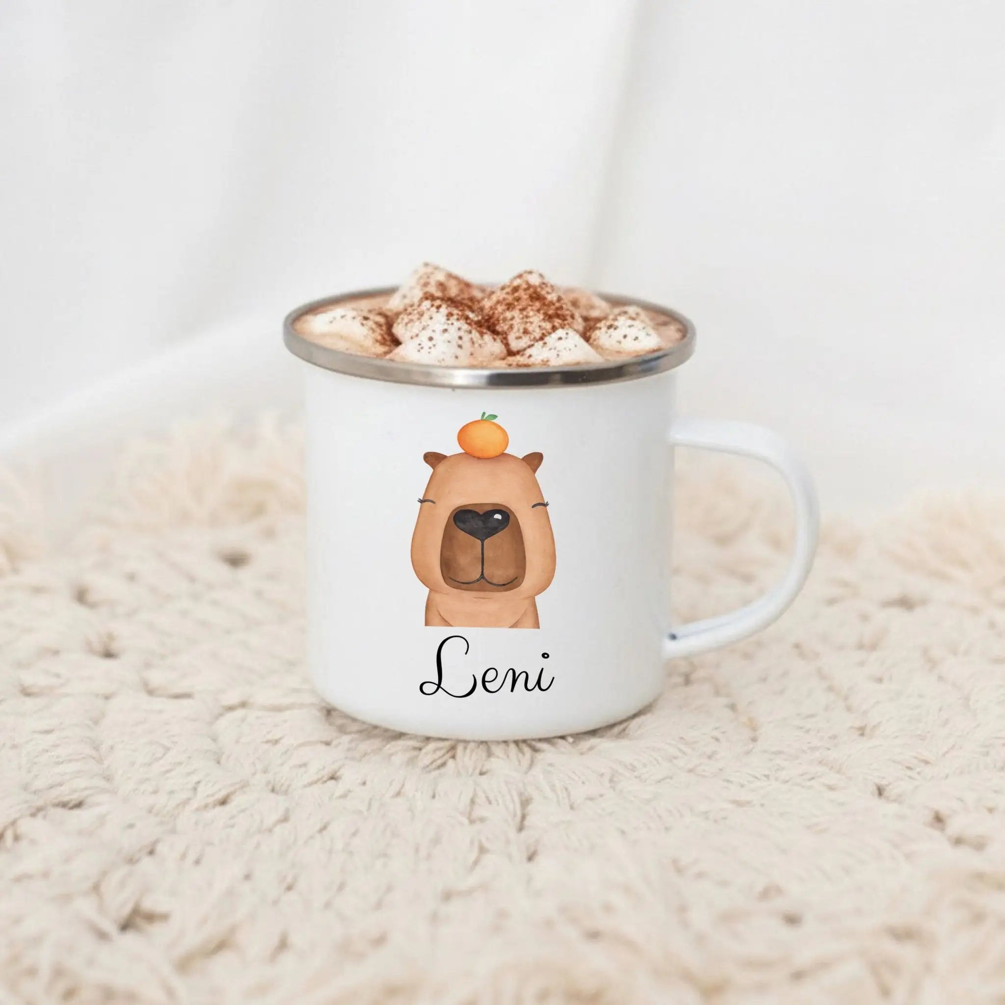 Emaille Kindertasse personalisiert - Tier Aquarell Tasse -  wunderwunsch