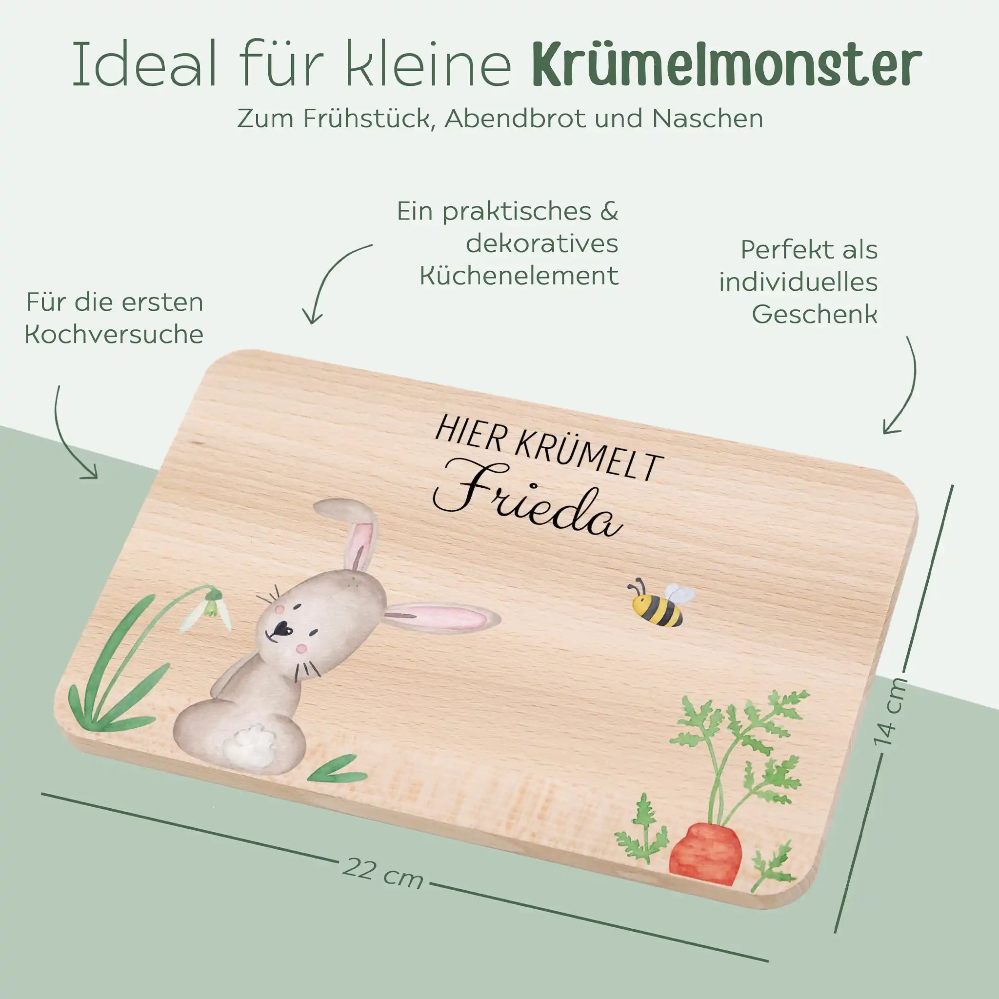 Frühstücksbrettchen personalisiert Osterhase und Eiersuche Aquarell Frühstücksbrett -  wunderwunsch