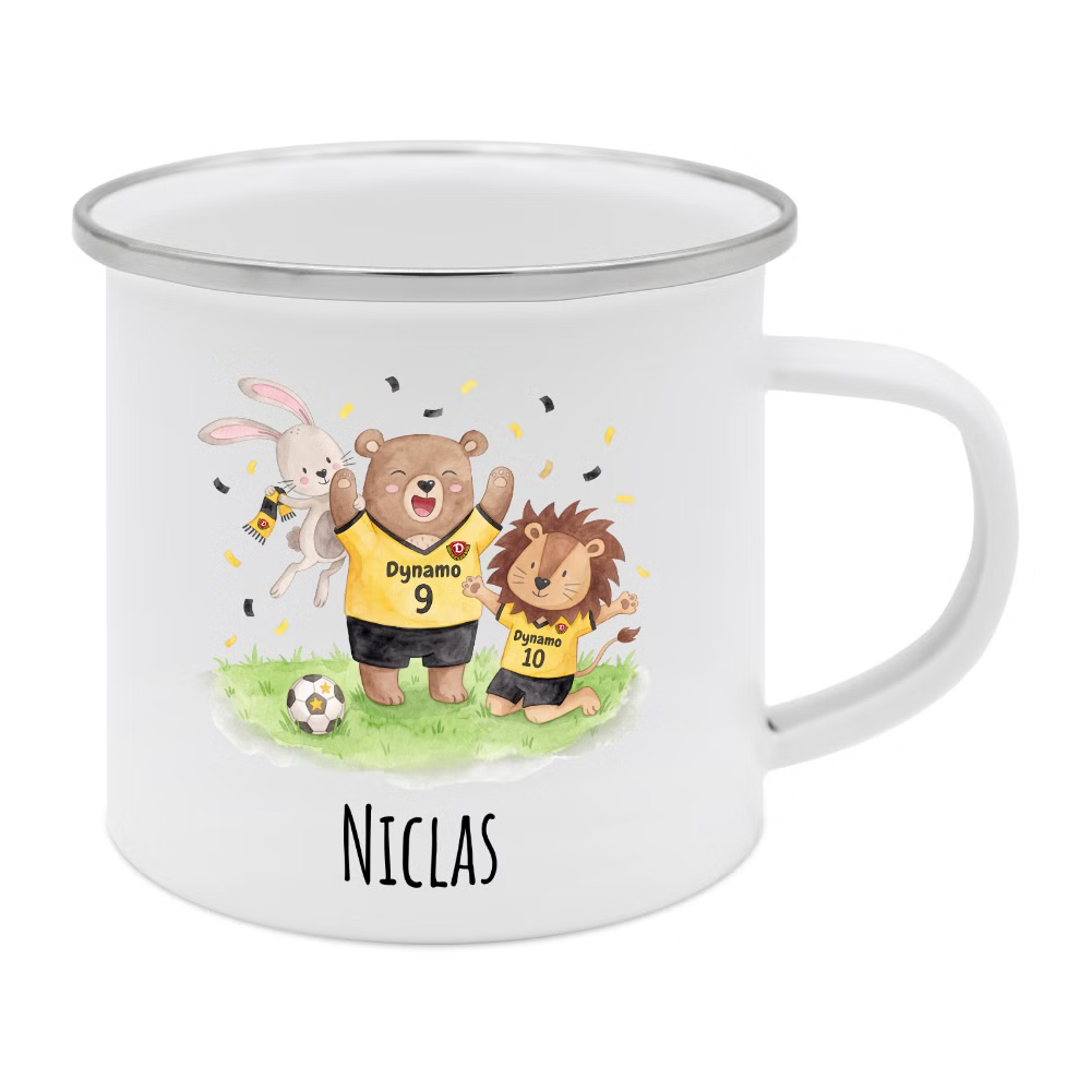 DYNAMO Emaille Tasse Tiere personalisiert