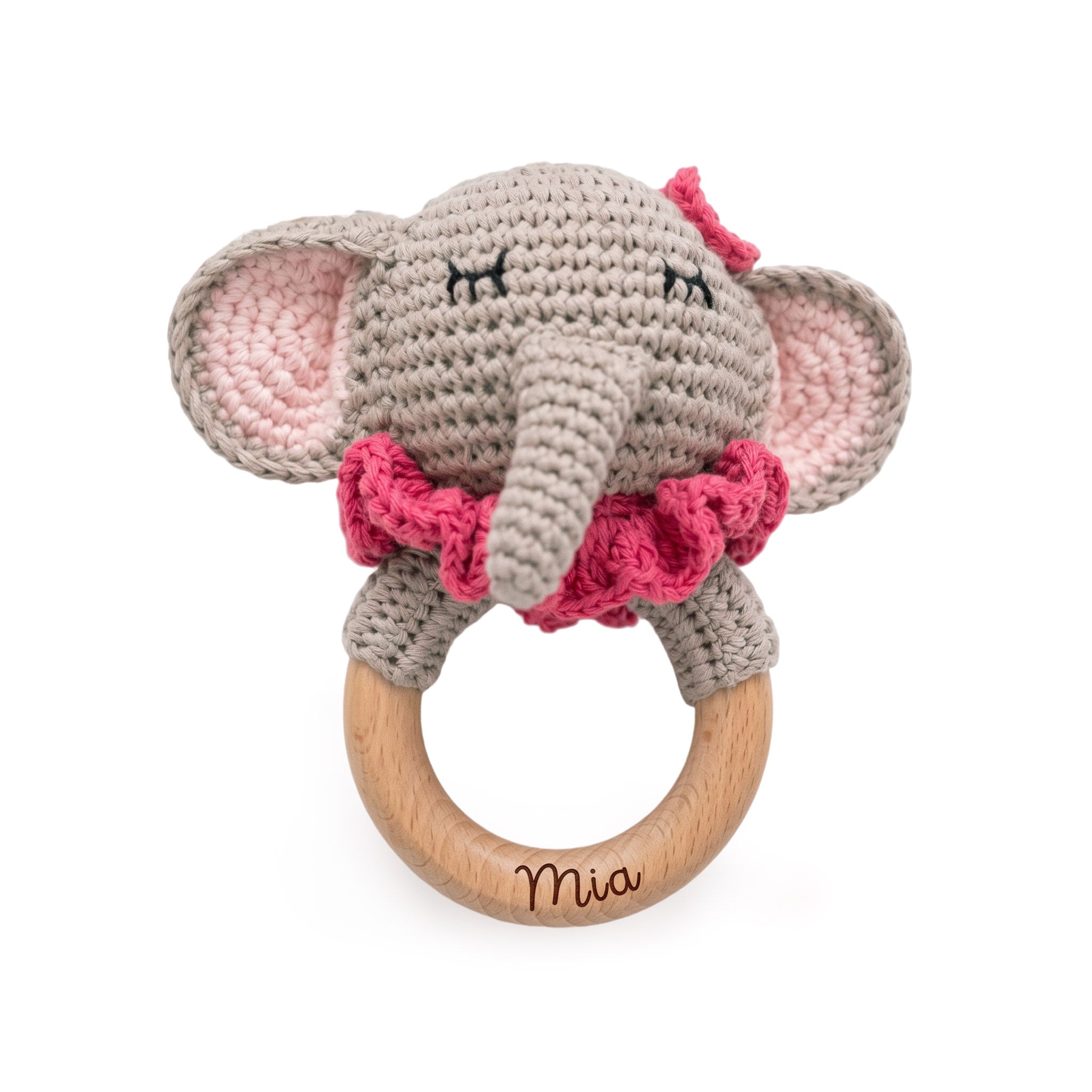 Greifling Rassel Elefant rosa personalisiert
