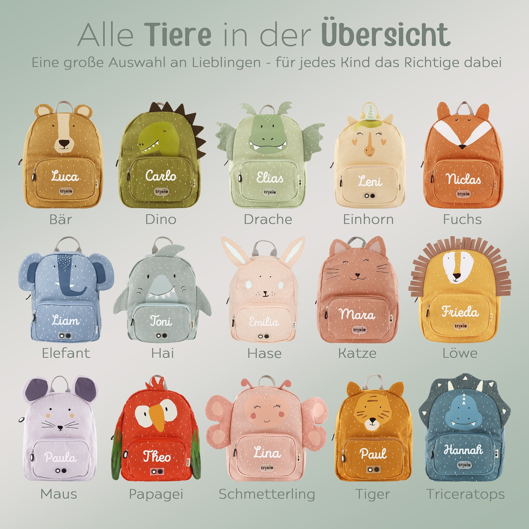 TRIXIE Kindergartenrucksack personalisiert - Tiere