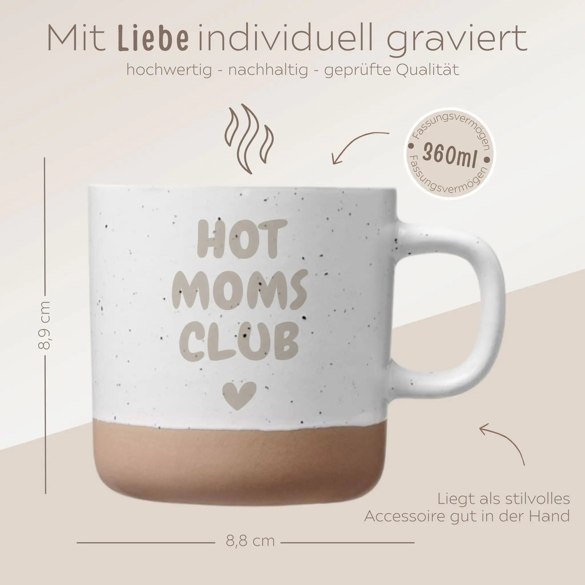 Keramikbecher Steingut - Moms Club Tasse -  wunderwunsch