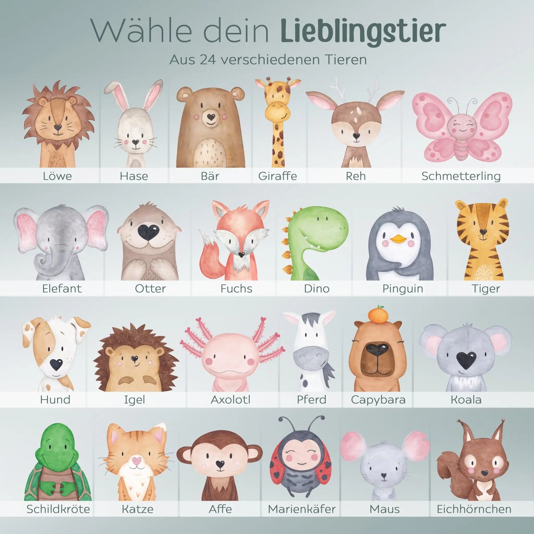 Kinder Trinkflasche Edelstahl personalisiert - Tier Aquarell Trinkflaschen -  wunderwunsch