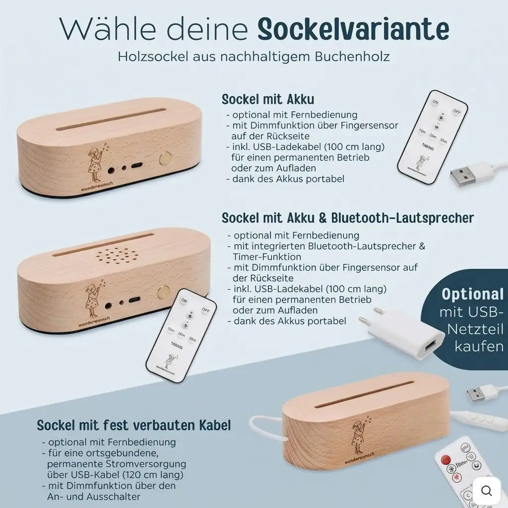 LED Nachtlicht Kinder personalisiert - Tier Girlande Aquarell Nachtlichter -  wunderwunsch