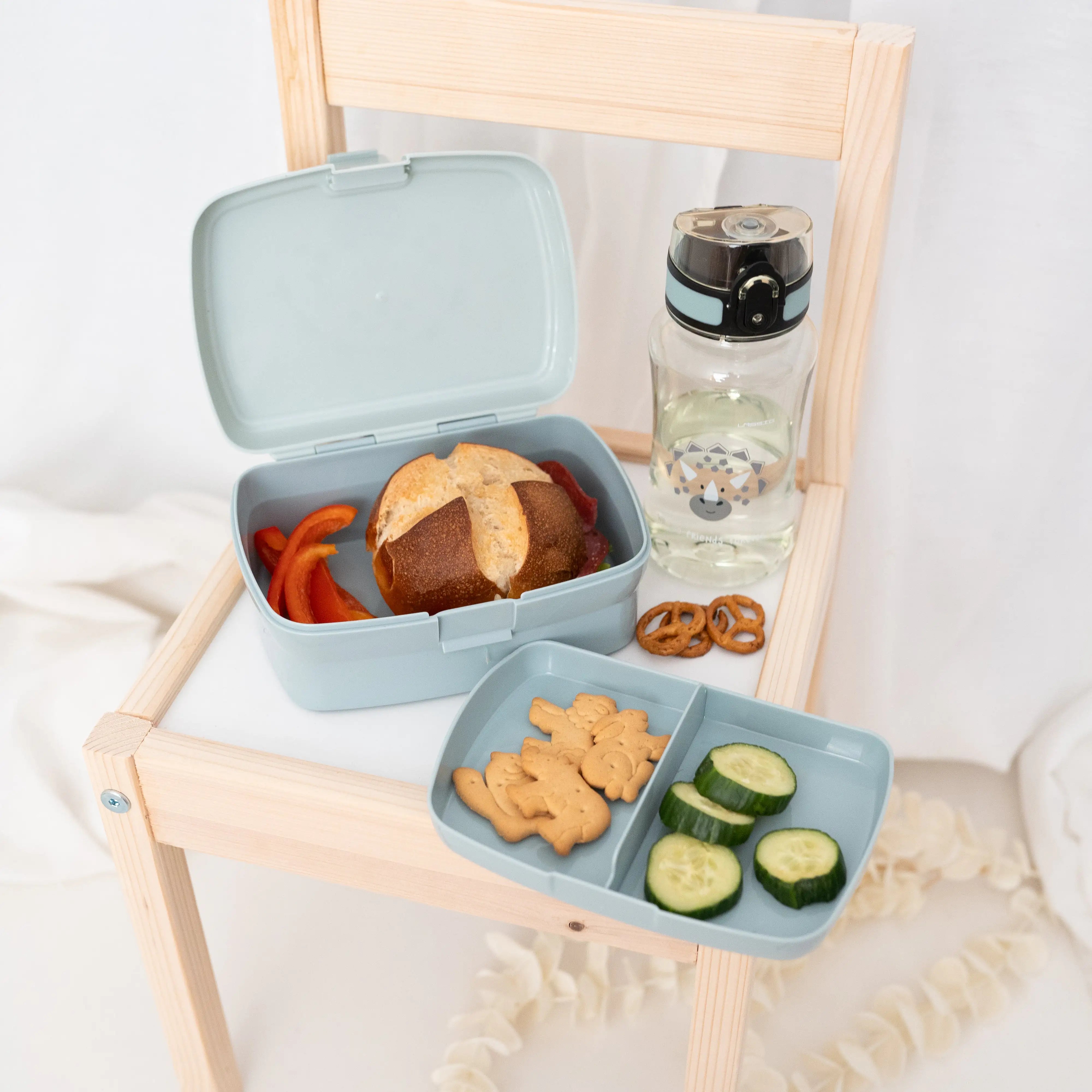 LÄSSIG Set Trinkflasche & Lunchbox - Dino Brotdose -  wunderwunsch