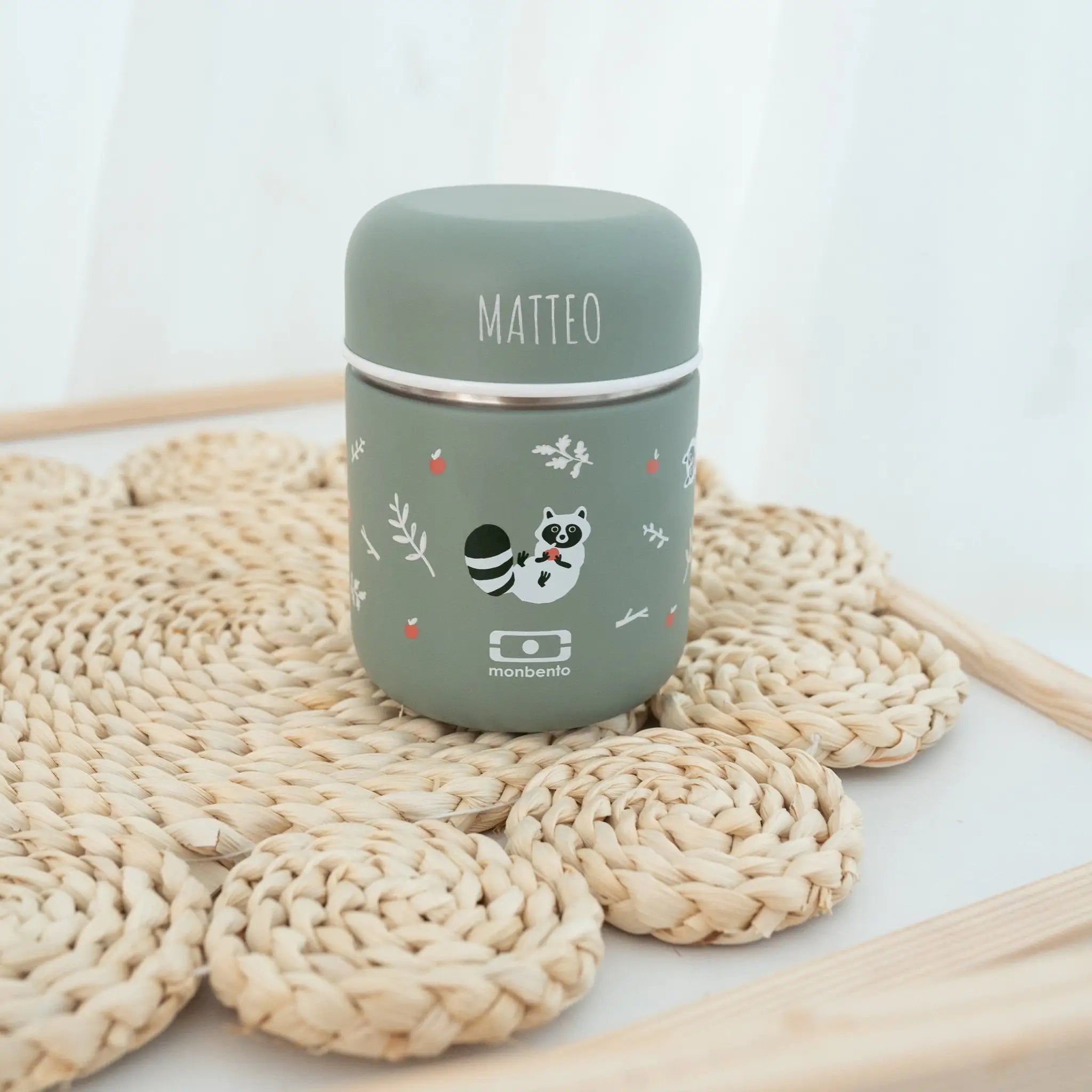 MONBENTO Thermobecher personalisiert - Fuchs und Waschbär Brotdose -  wunderwunsch