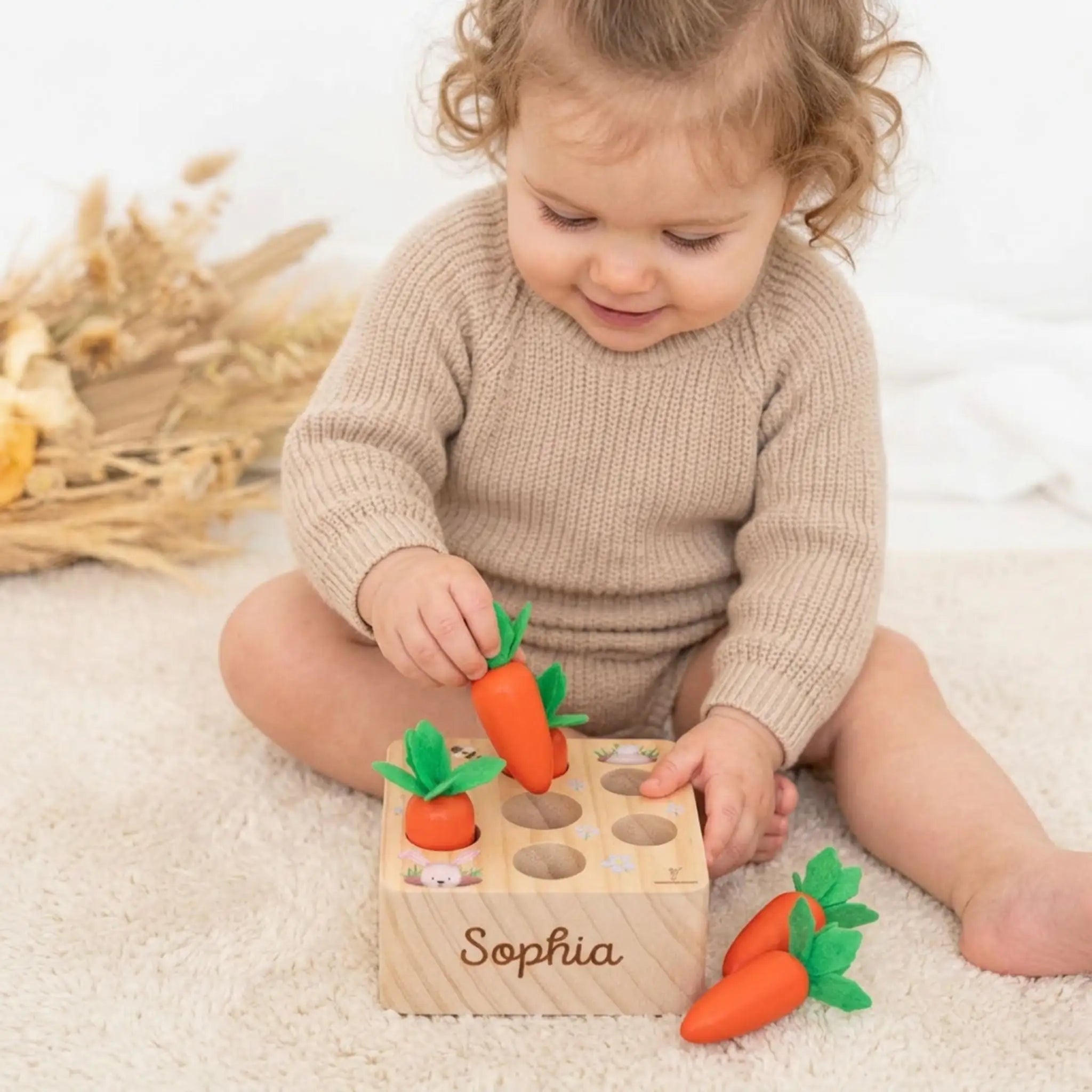 Möhren Steckspiel Holz personalisierbar Holzspielzeug -  wunderwunsch