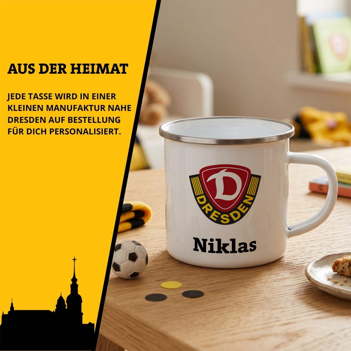 DYNAMO Emaille Tasse Wappen personalisiert