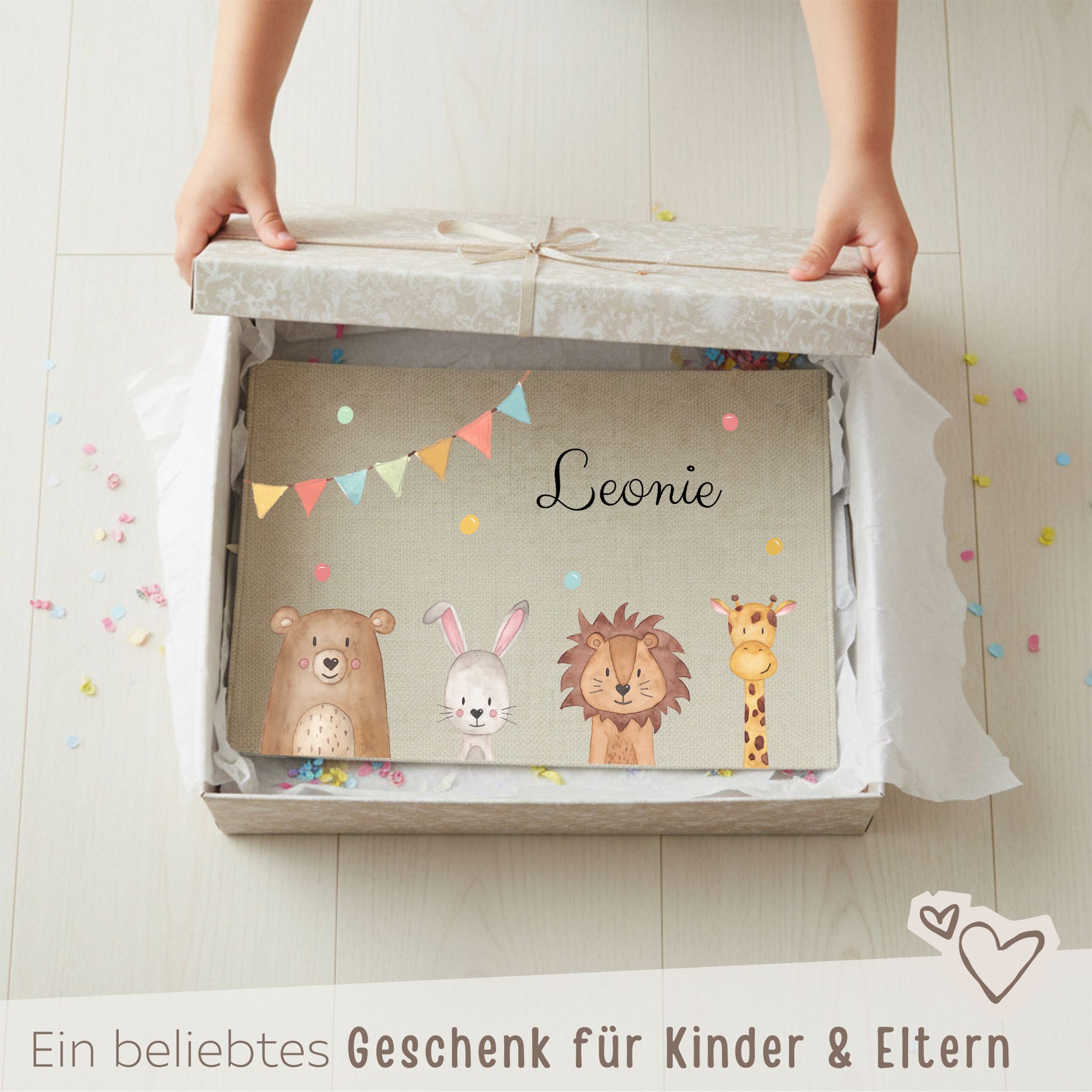 Platzdeckchen personalisiert - Tiere Girlande Aquarell