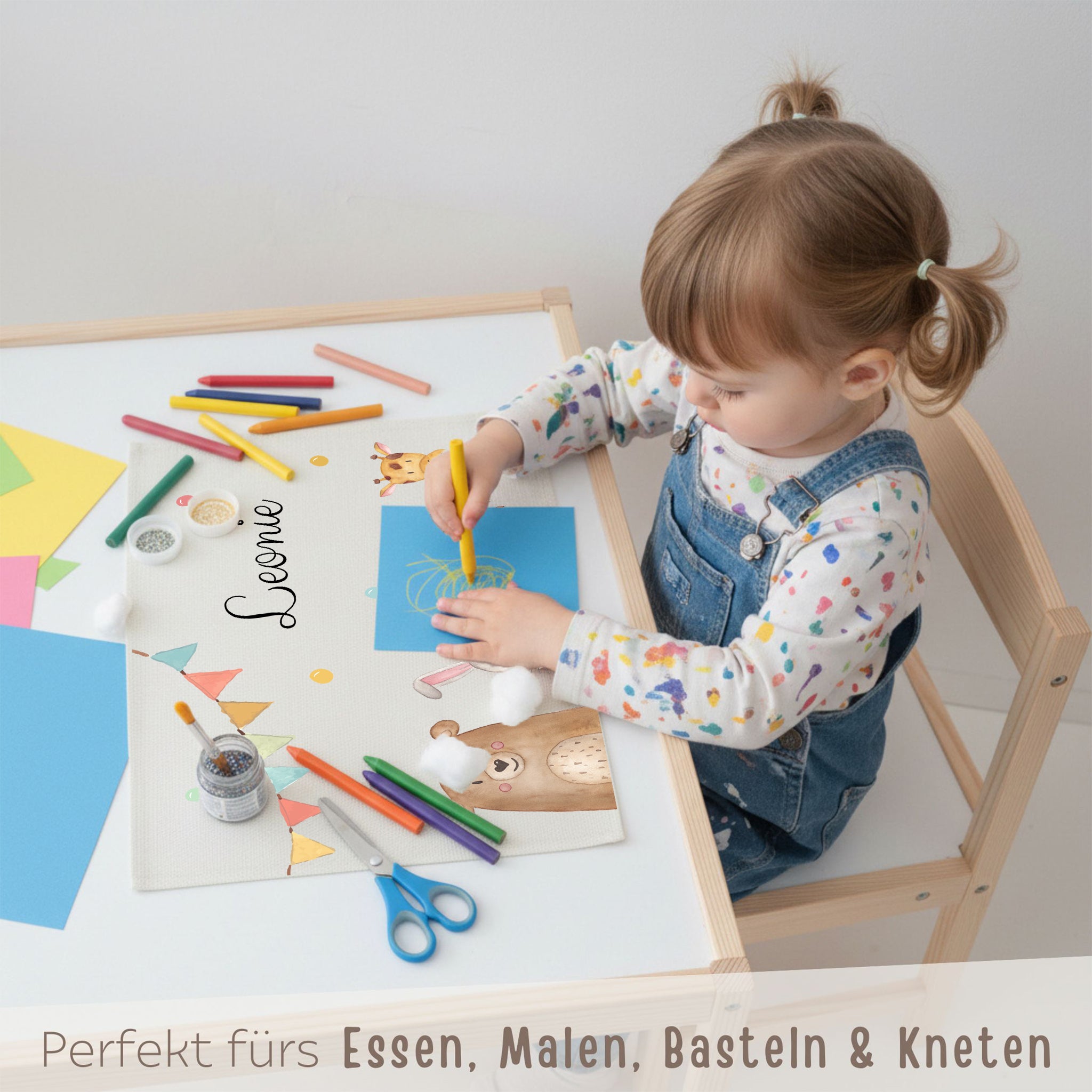 Platzdeckchen personalisiert - Tiere Girlande Aquarell